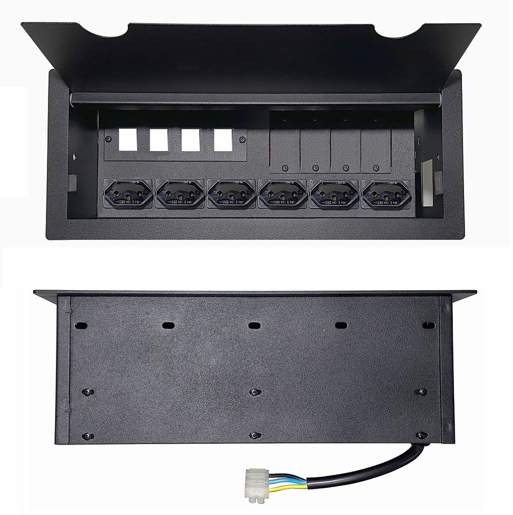 Caixa De Tomada Com 6 Tomadas 10A + Posições Para Conexões