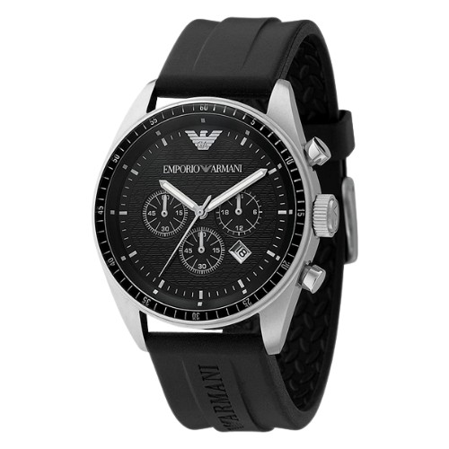 Relógio Empório Armani Sport Masculino Preto com pulseira em silicone - GMT  RELÓGIOS