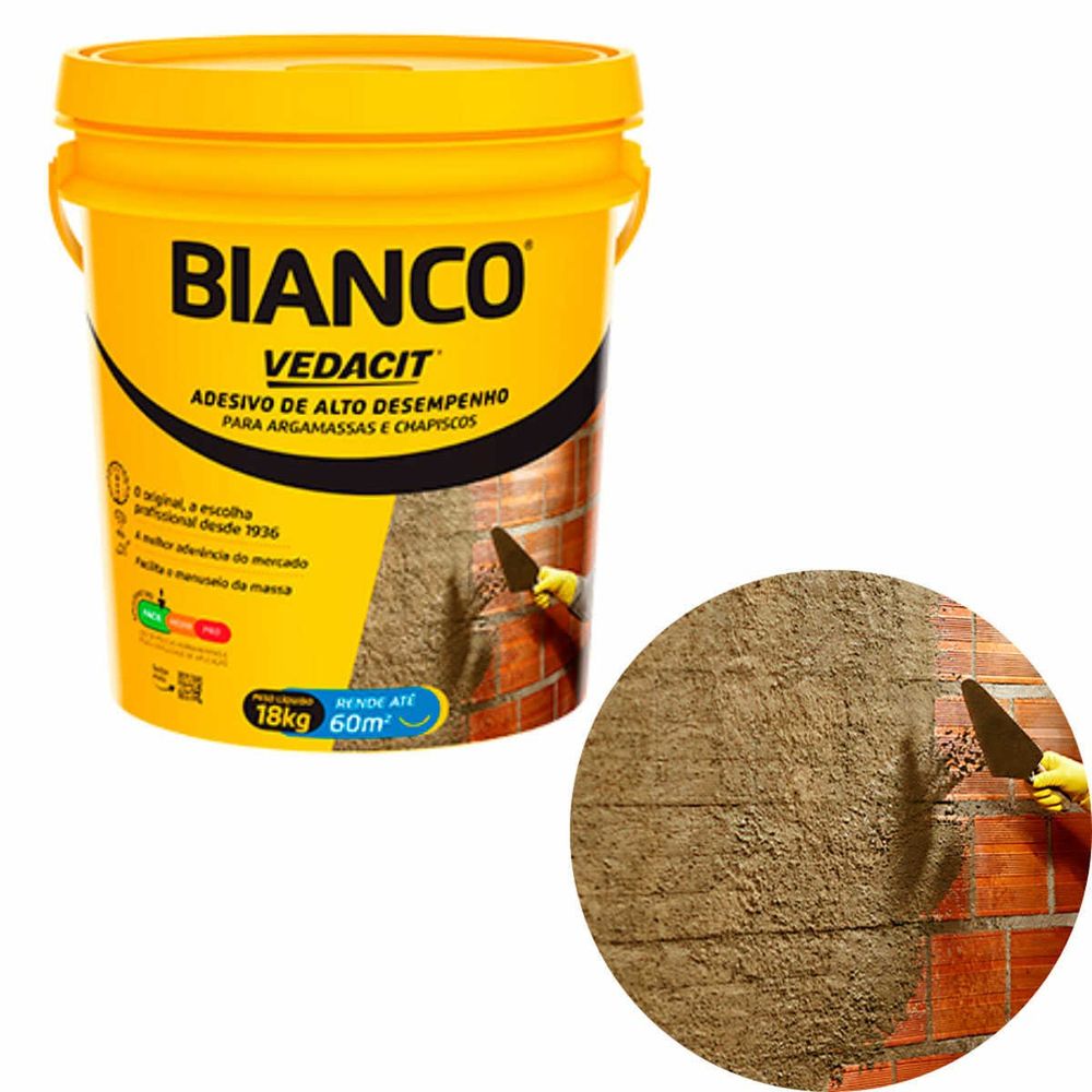 chapiko♡ Aditivo Para Chapisco Bianco 18kg Branco Vedacit - Oca Pisos e