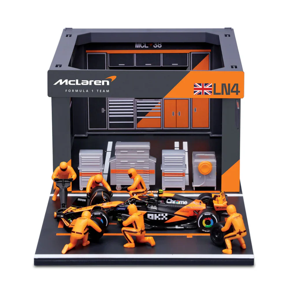 Miniatura McLaren F1 2024 MCL38 Diorama Pit Stop 1.43 Burago