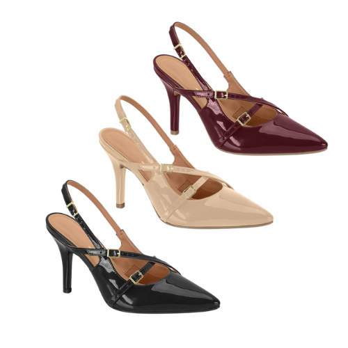 Sapato Scarpin Slingback Vizzano Verniz Feminino salto 10cm