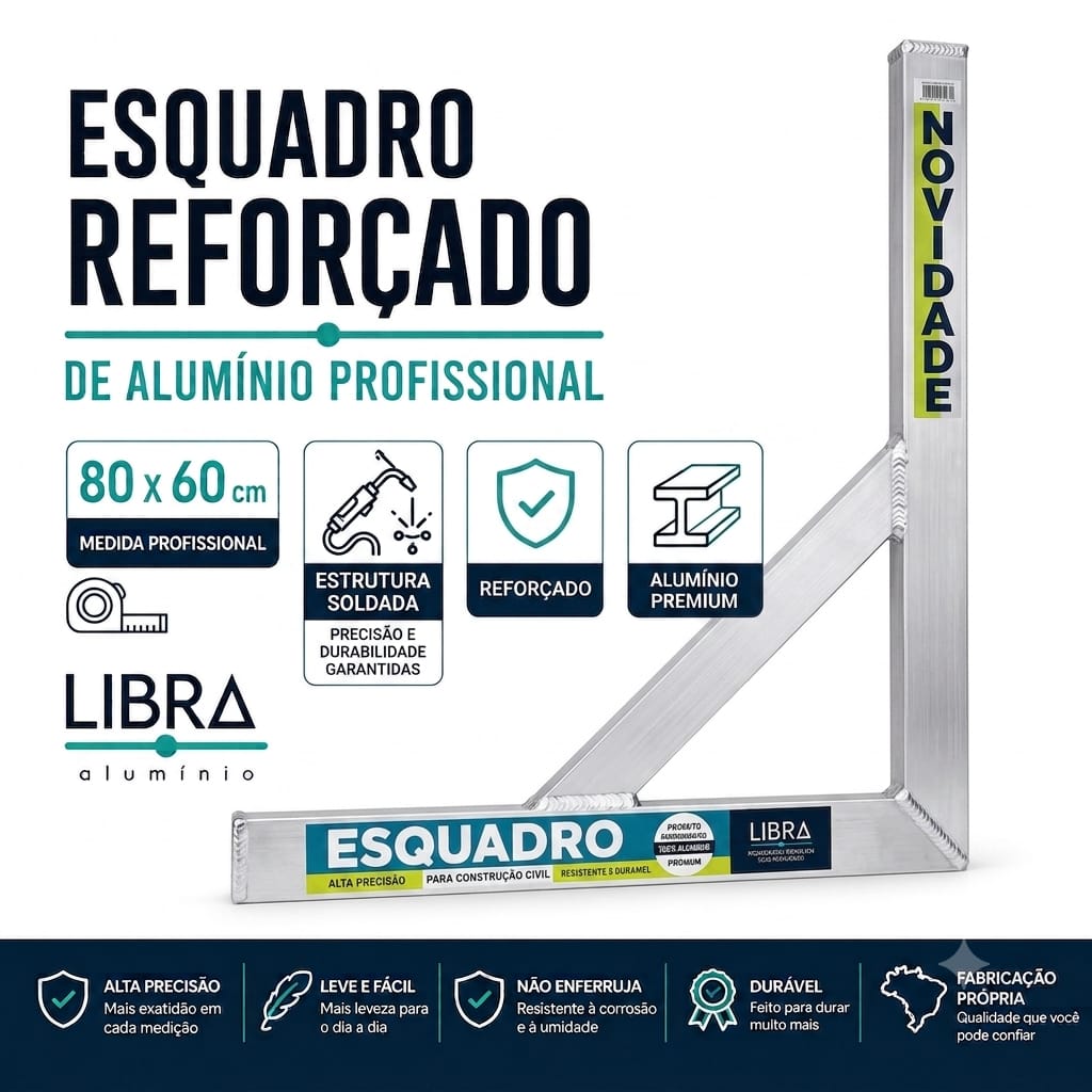 Esquadro de Alumínio Reforçado 80x60 Libra