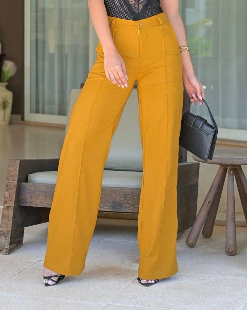 Calça de hotsell linho mostarda