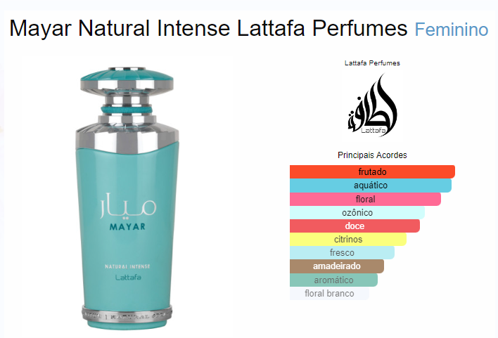 Mayar Natural Intense Lattafa Eau de Parfum - Perfume Árabe
