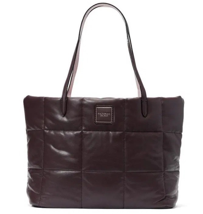 Bolsa Tote Puffer Grande Marrom Victorias Secret Cosmeticos da ray