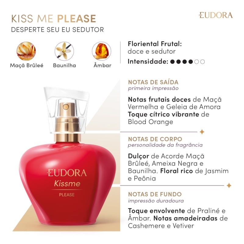 Kiss Me Please Desodorante Colônia Eudora 50ml - Cosmeticos da ray