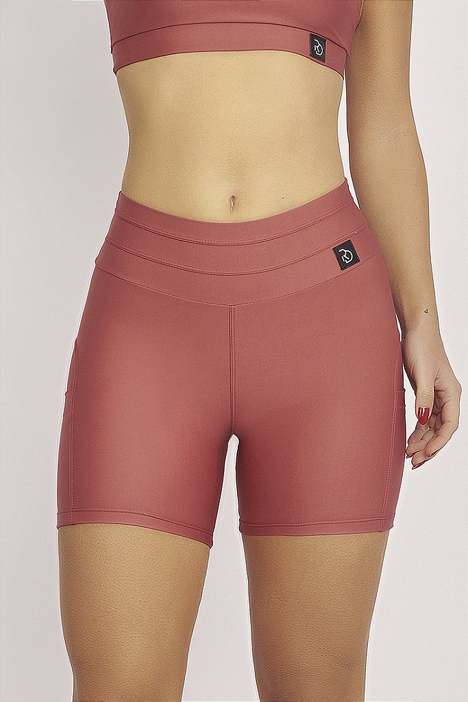 Short Fitness Basics Com Bolsos Laterais Vermelho