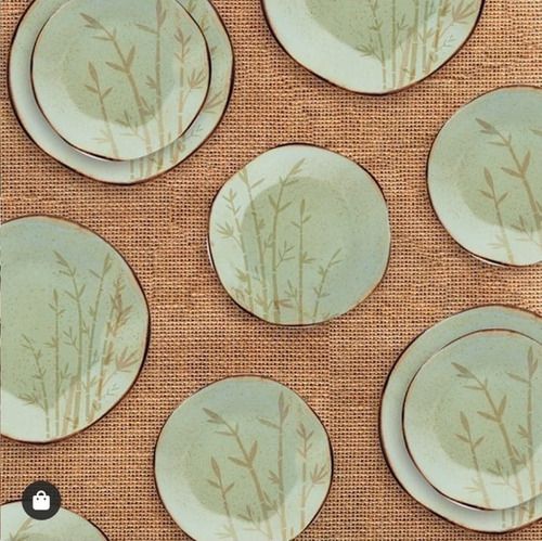Conjunto de 06 pratos rasos Modelo Ryo Bambu - Oxford - Amarinne Home