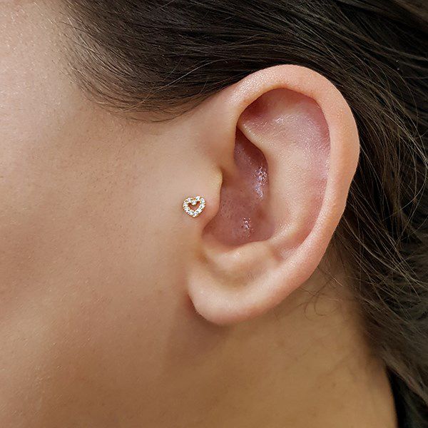 Piercing Tragus Ouro 18k Zirconias Retran Joias Retran Joias Uma Joia e Para Sempre