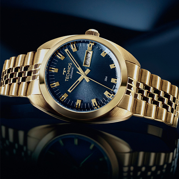 Relógio Technos Masculino Automatico Dourado 8| Retran Joias