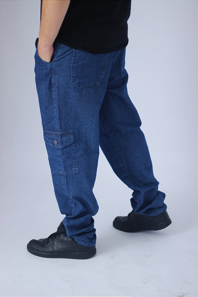 Calça Cargo Jeans Preta - Hilf