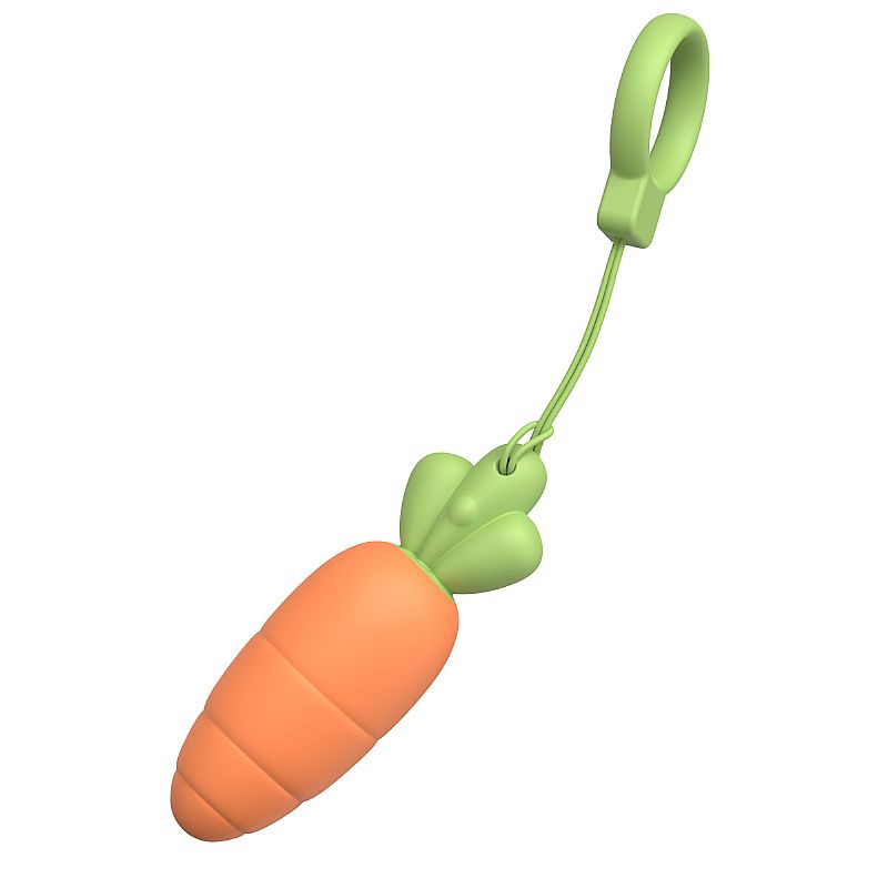 Cenourita, bullet em formato de cenoura, nas cores laranja e verde.