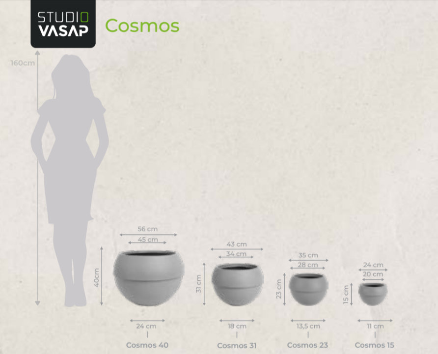壺 幅21cmX高さ30.5cm Vaso Cosmos 40 - Preto Absoluto - 40x56cm - Vasap Design - Verde