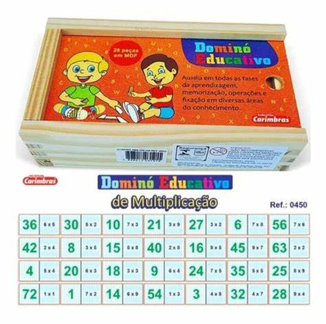 Brinquedo Educativo Domino Infantil Divisão e Multiplicação