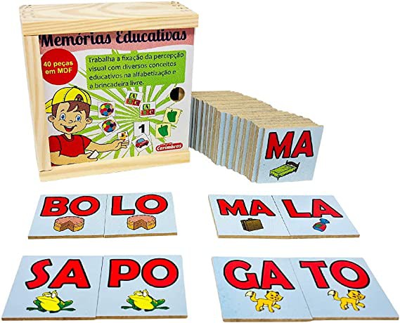 Jogo da Memória - Educativo - Inglês - 40 Peças - MDF