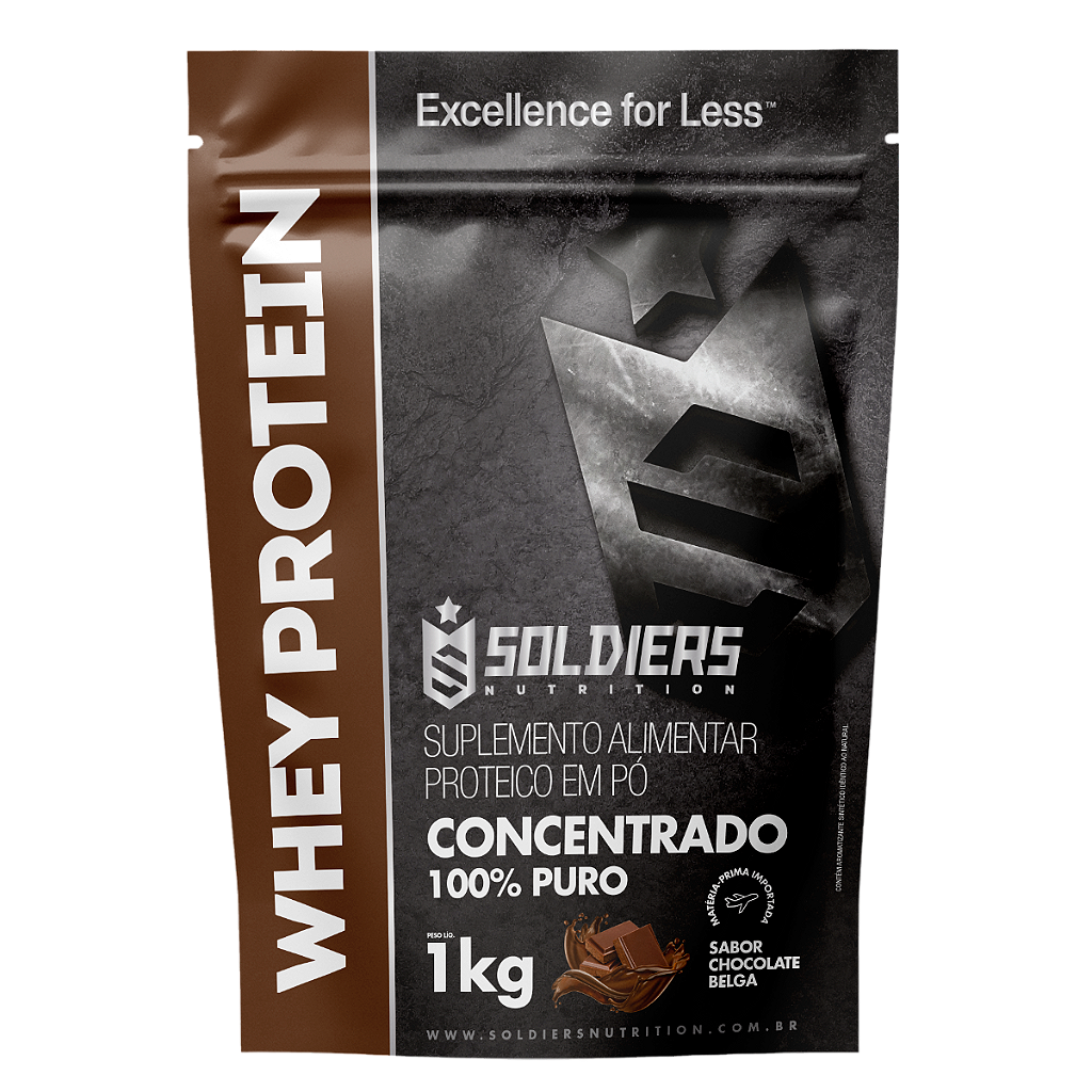 Whey Protein Concentrado 1Kg – Chocolate Belga- Importado – Soldiers Nutrition