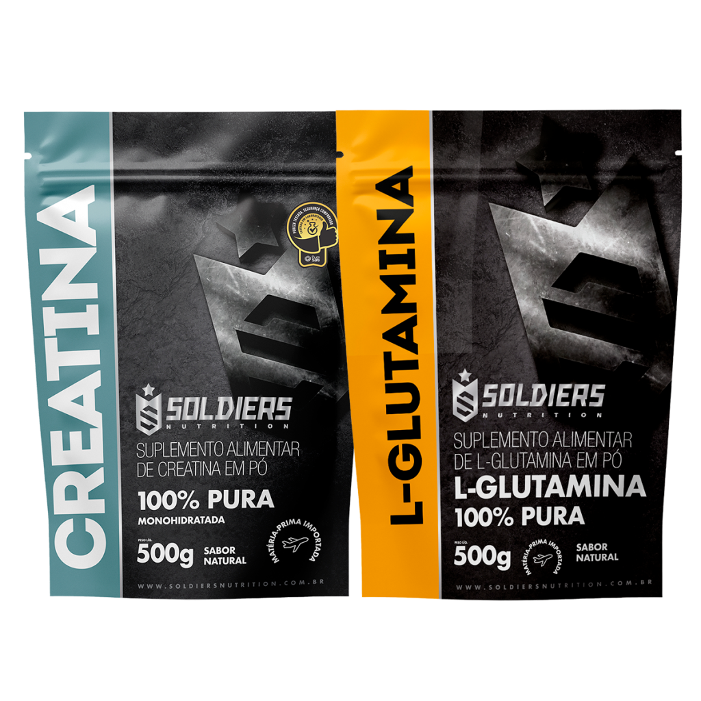 Kit: Creatina Monohidratada 500g + Glutamina 500g – 100% Puro Importado – Soldiers Nutrition