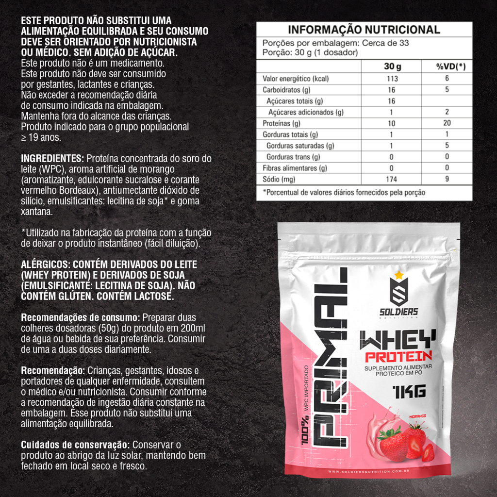 Kit Whey Protein Primal 1Kg 100 Importado Pré Treino Sixt Army  