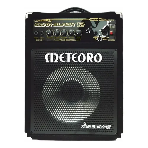 Amplificador Meteoro Star Black contrabaixo falante 12 tweeter piezo EQ 4 bandas saída balanceada palco