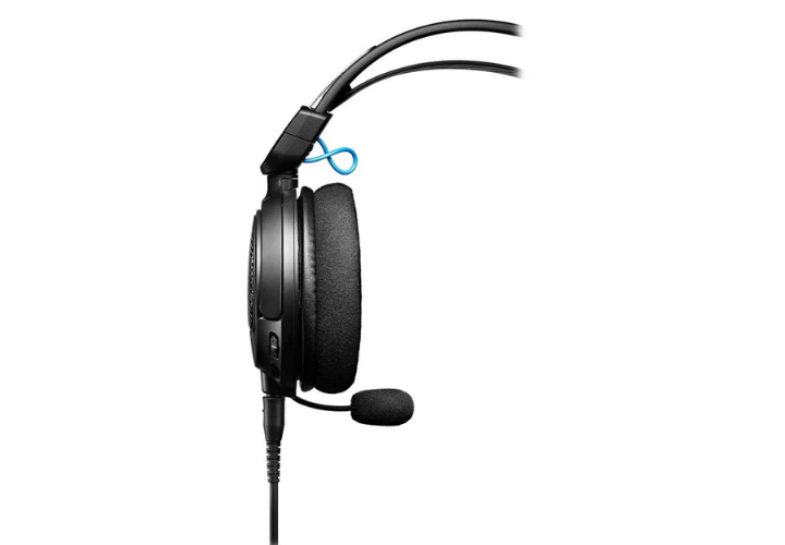 Controles de volume e mudo integrados no earcup esquerdo