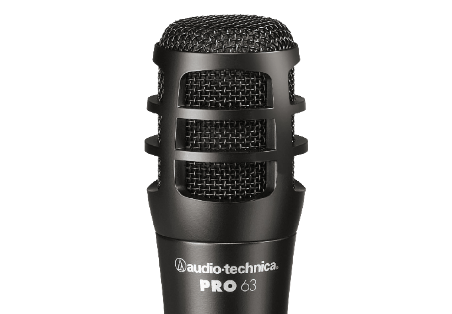 Microfone PRO63 em seu cachimbo, pronto para ser montado em um pedestal