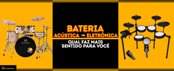 Bateria acústica vs eletrônica: qual escolher para estudar, tocar em casa e se apresentar