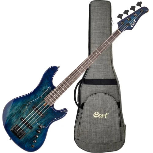 Contrabaixo Cort GB Fusion 4 BB ativo captadores VTB-ST equalizador 3 bandas Black Burst
