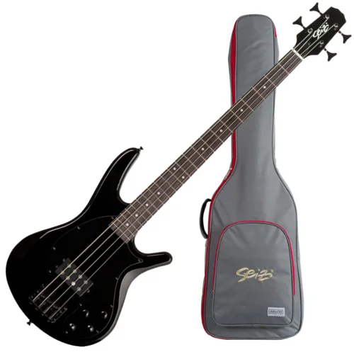 Contrabaixo Seizi Titan 4 Gloss Black captador Jutsu Humbucker ativo escala Purple Heart com bag