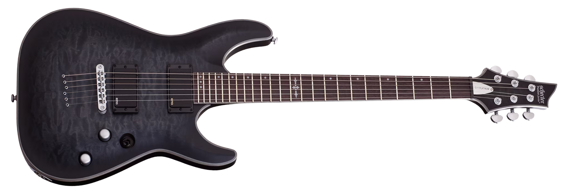 Guitarra Schecter C-1 Platinum Satin Black (SBK) com Captadores EMG 81/85 e Ultra Access Neck Joint