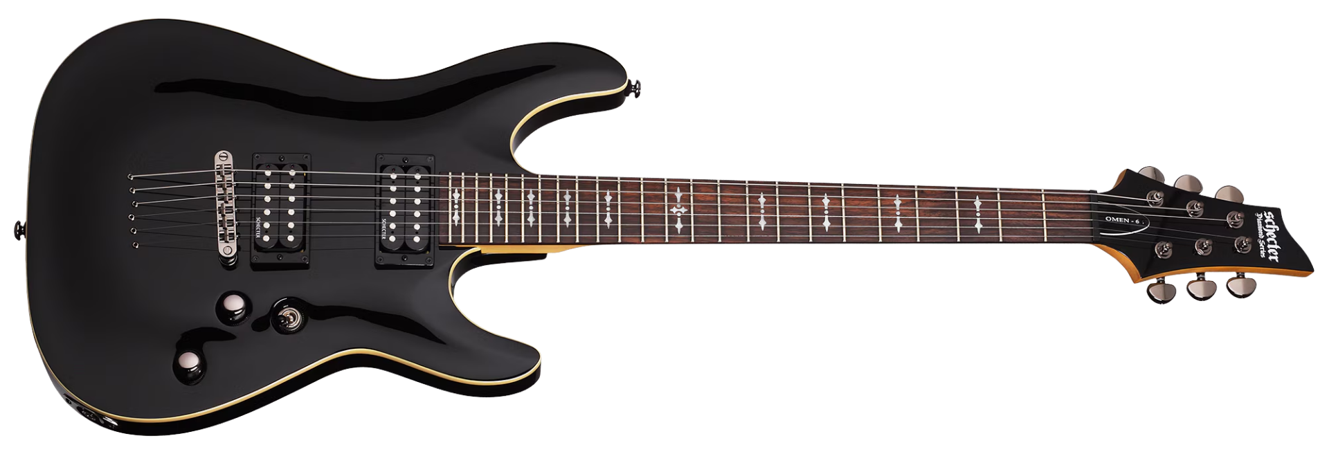 Guitarra Schecter Omen-6 BLK Gloss Black com Diamond Plus e Tune-O-Matic String-Through