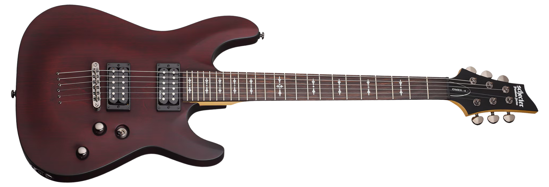 Guitarra Schecter Omen-6 WSN Walnut Satin com Diamond Plus e Tune-O-Matic String-Through