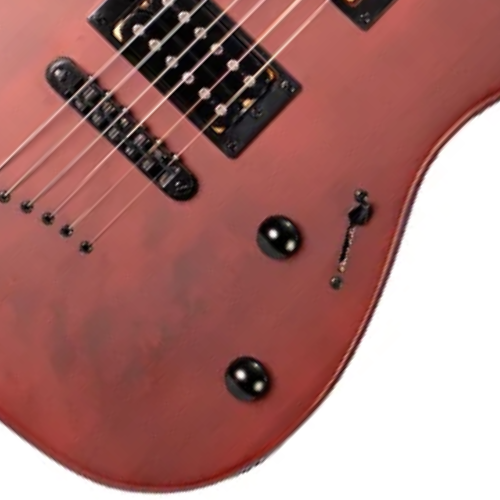 Detalhe dos captadores Humbucker e ponte fixa cromada