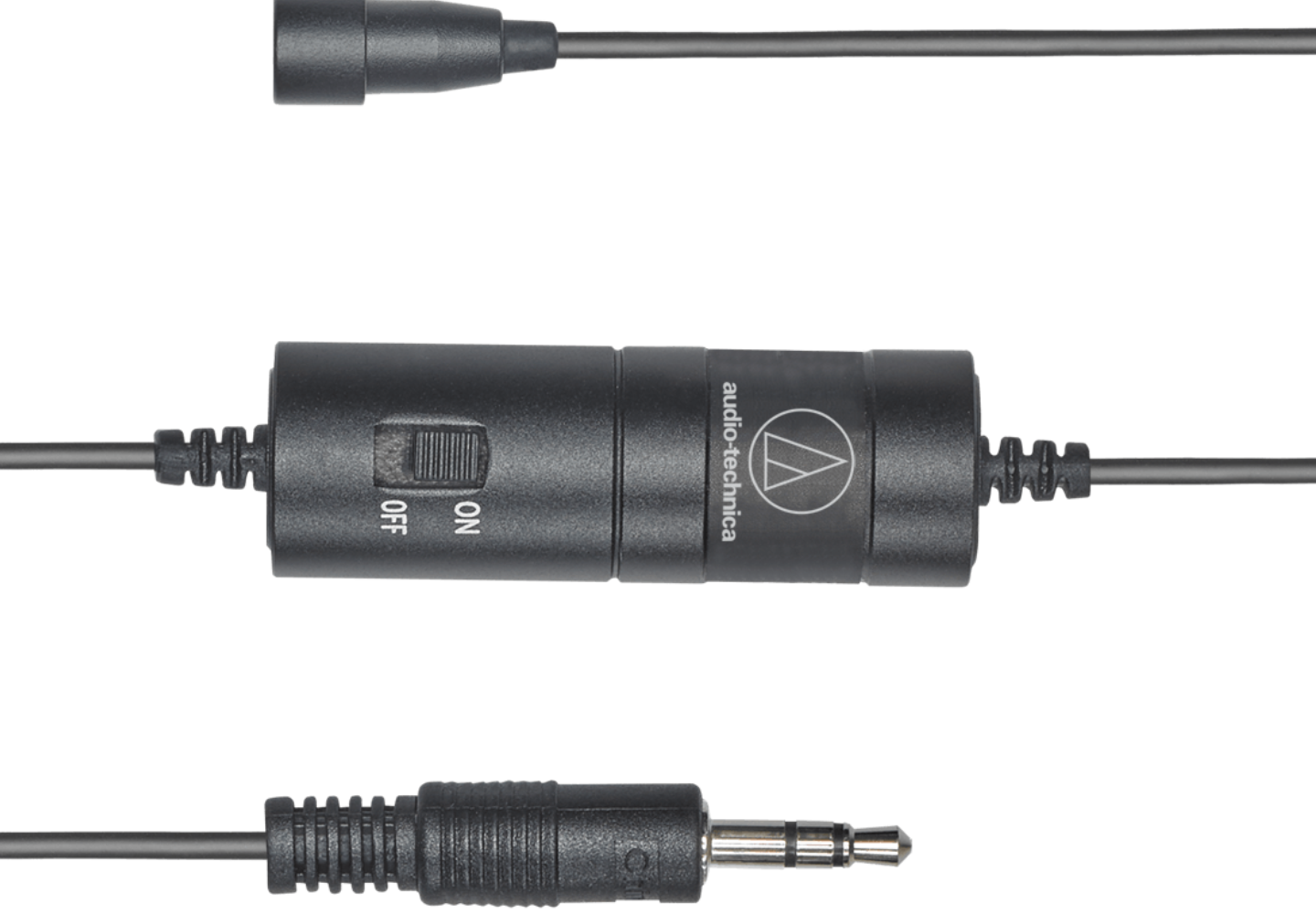 Conector USB-C e o adaptador para USB-A inclusos com o microfone