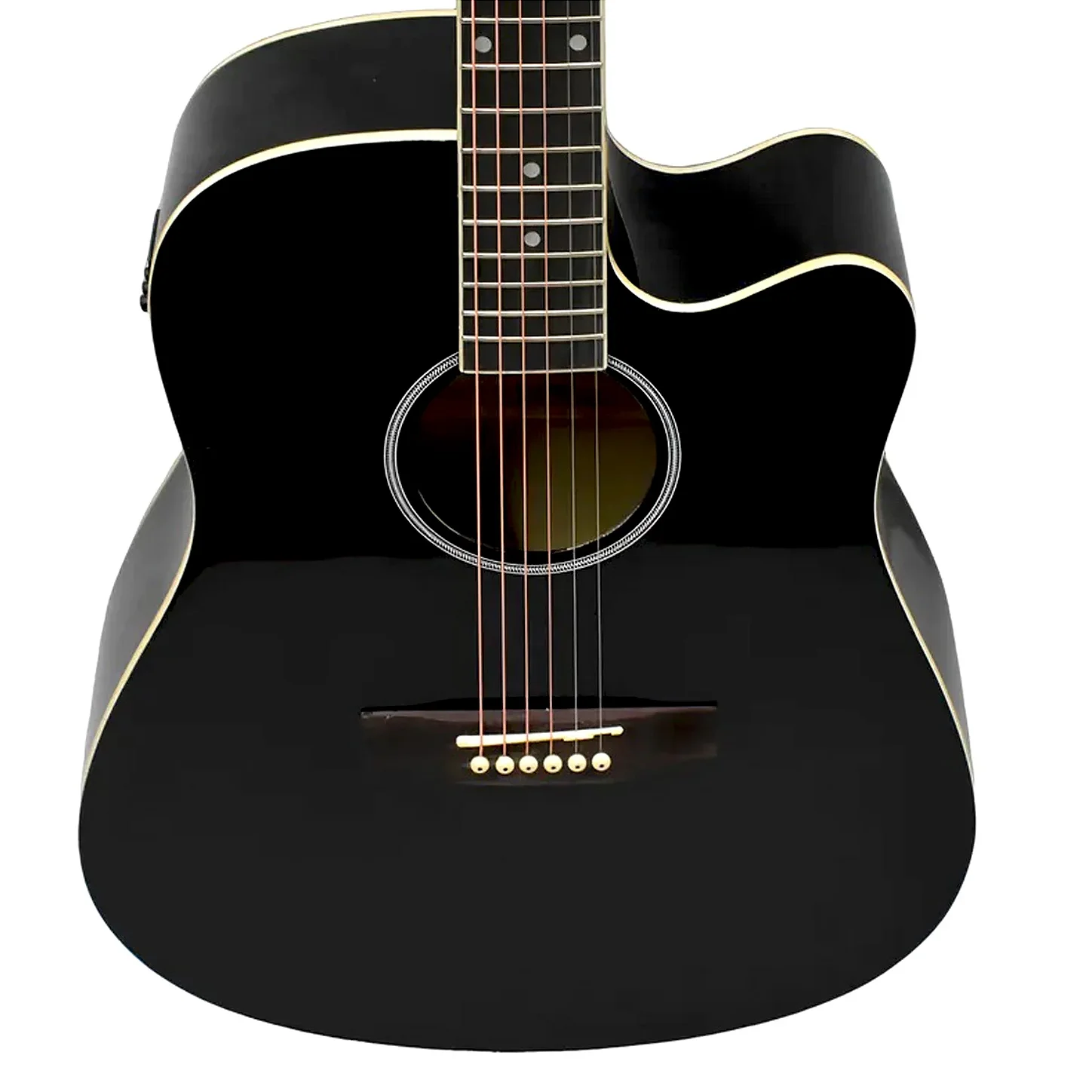 Corpo Dreadnought com acabamento preto envernizado (gloss)