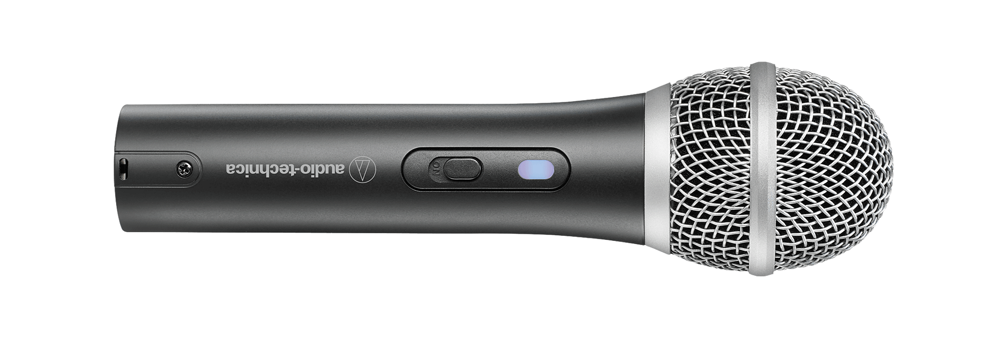 Detalhe das conexões na base do ATR2100x-USB: USB-C, XLR e saída para fone