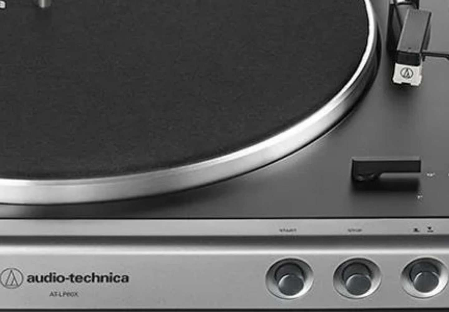 Vista superior do AT-LP60X-GM-C mostrando o acabamento metálico