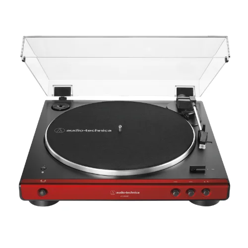 Toca-discos Audio-Technica AT-LP60XBT vermelho automático Bluetooth belt drive pré-amplificador vinil
