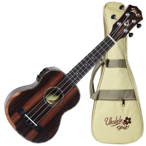 Ukulele Seizi Bora Bora Plus Soprano Ebony eletroacústico com bag e captação com afinador