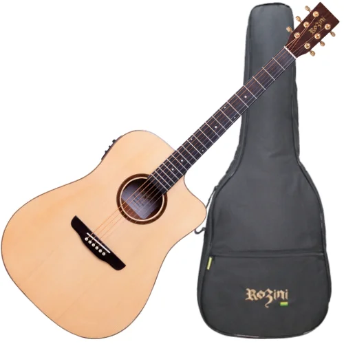 Violão elétrico Rozini Premium Folk RX320 Fishman cutaway natural aço captação profissional gospel sertanejo