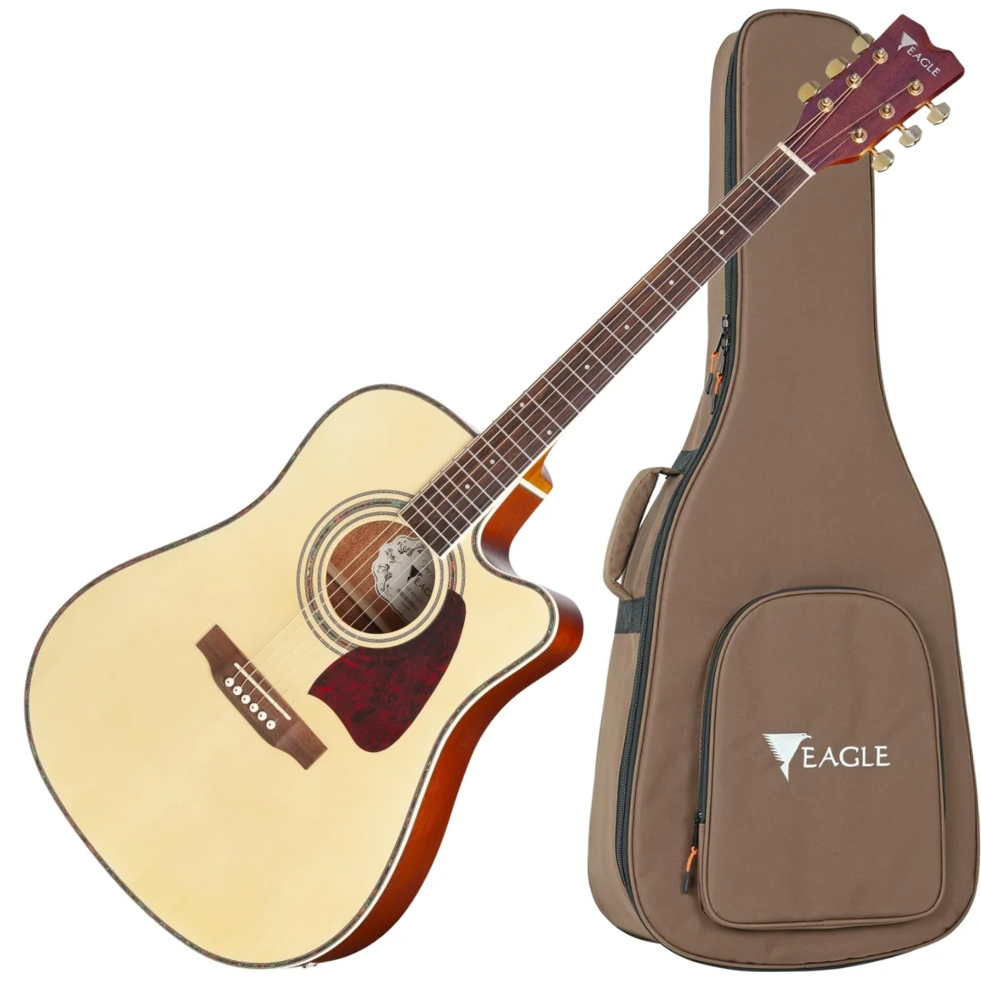 Violão eletroacústico Eagle CH889 STNT Dreadnought aço tampo spruce mogno para shows e apresentações