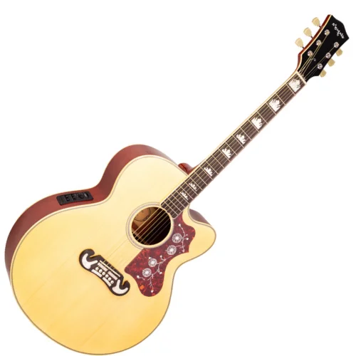 Violão eletroacústico Marquês VA-209NTEQ jumbo cutaway natural brilho aço Fishman Presys captação profissional shows