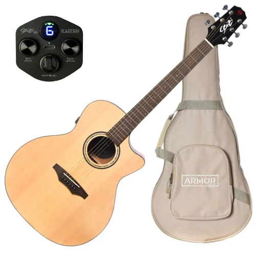 Violão Seizi Ryu Cutaway eletroacústico Kaizen Spruce Natural Gloss mahogany captação recarregável