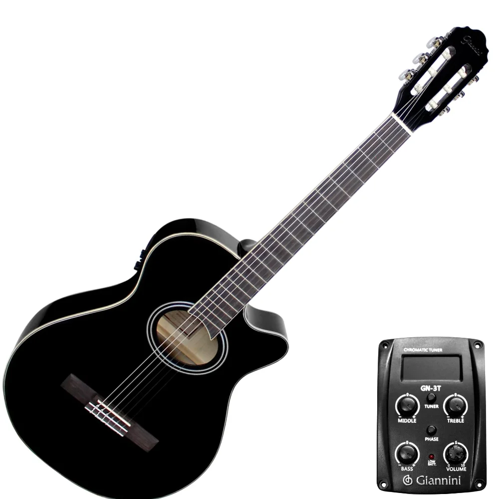 Violão Giannini Performance GNF-1D CEQ Black nylon eletroacústico intermediário equalizador