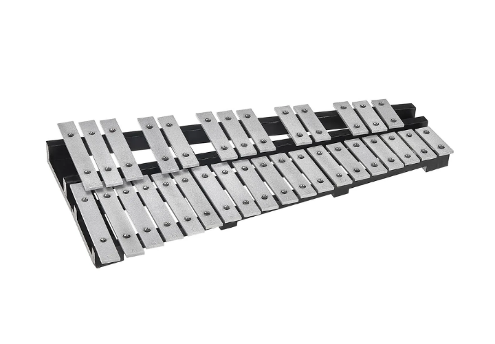 Detalhe do Glockenspiel dobrado para transporte