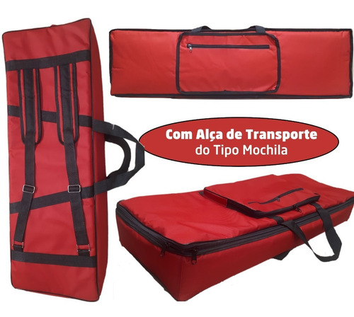 Capa Teclado Yamaha Genos Master Luxo Vermelha + Cobertura | Carbon