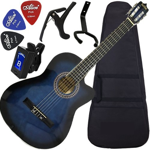 Kit Violão Estudante Cutaway Nylon Cor Azul Mag5bl Austin
