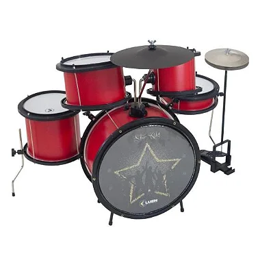 Bateria Infantil Luen Star Kids Vermelha Com Chimbal