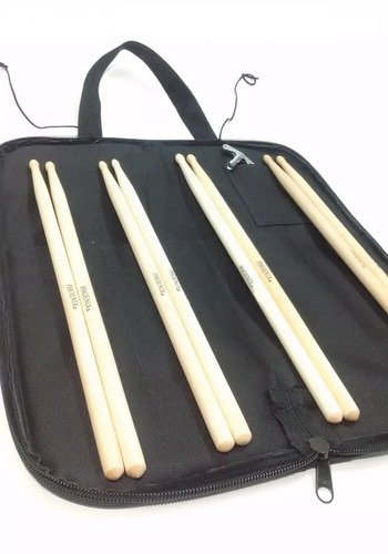 Capa Para Baquetas De Bateria + 4 Pares De Baquetas Oferta