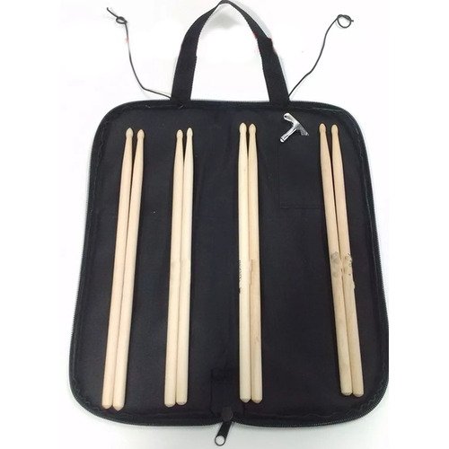 Capa Para Baquetas De Bateria + 4 Pares De Baquetas Oferta
