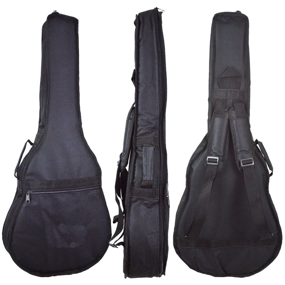 Capa Para Violão Folk Acolchoada Nylon Ultra Resistente - Preto - Clássico / Folk